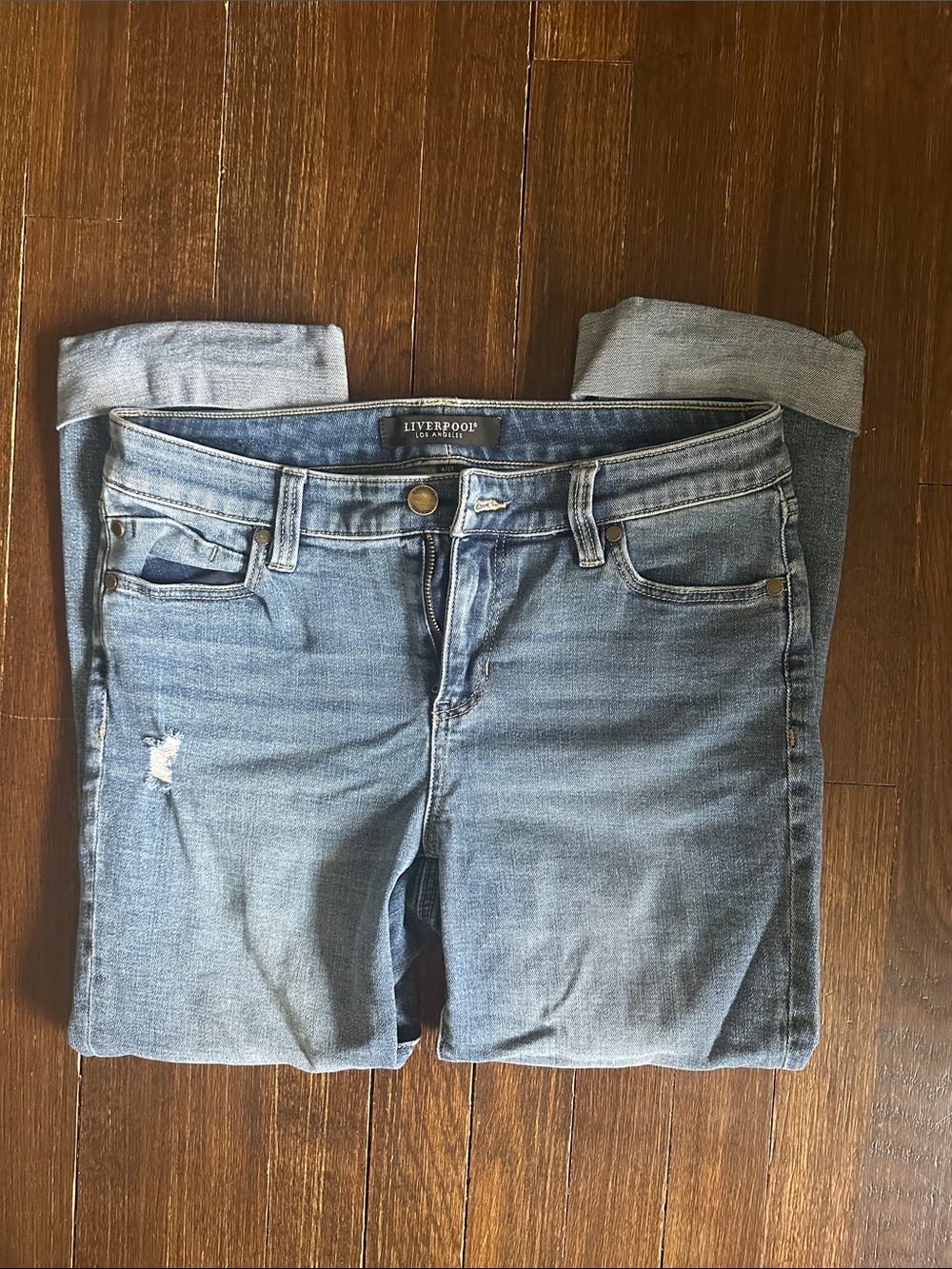 Liverpool Light Wash Skinny Jeans in Blue